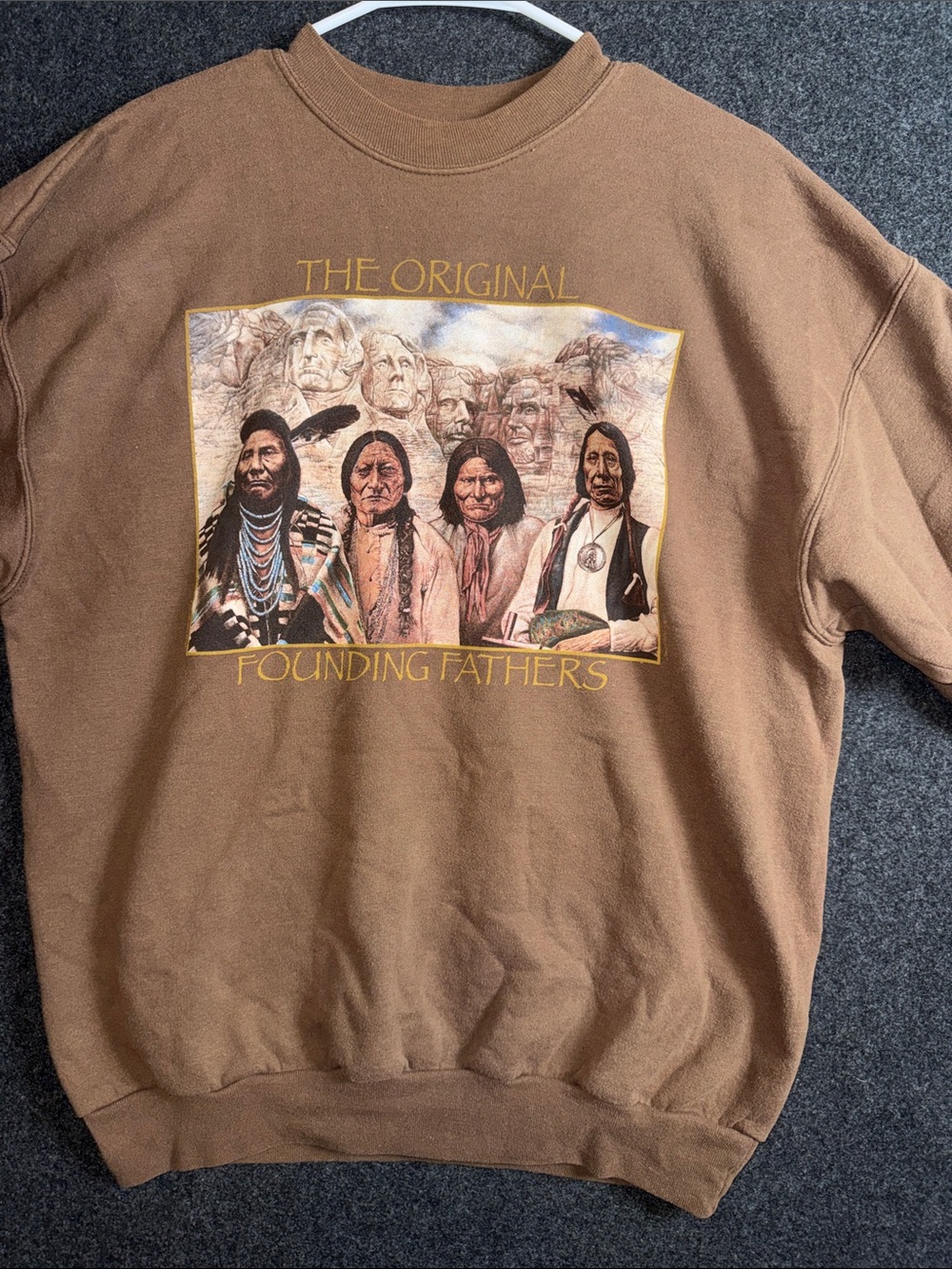Vintage The Original Founding Fathers Crewneck Sweater Brown Large